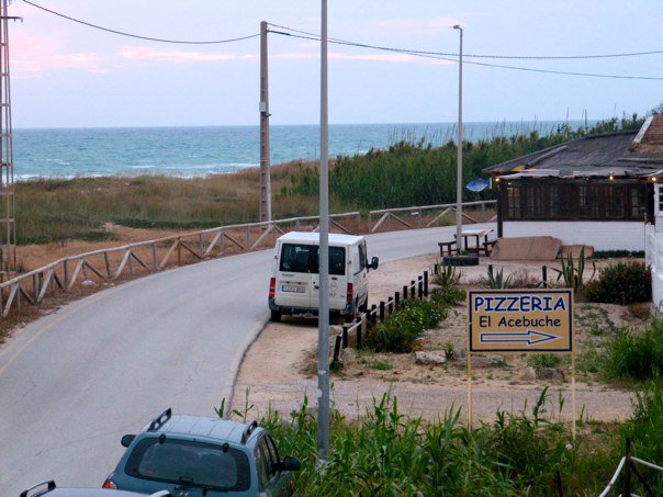 20100615 View of ocean from Lazotea (rooftop). This road is the main road in Palmar